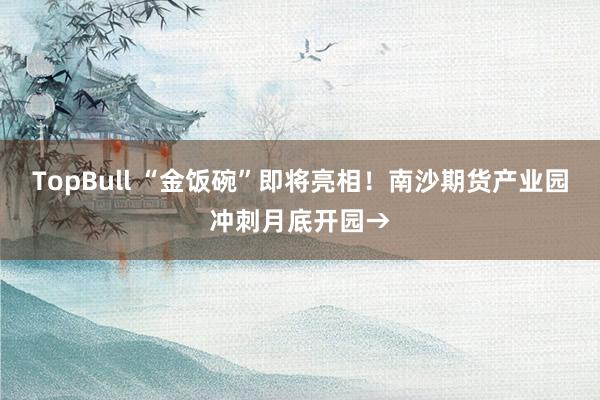 TopBull “金饭碗”即将亮相!南沙期货产业园冲刺月底开园→