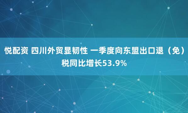 悦配资 四川外贸显韧性 一季度向东盟出口退(免)税同比增长53.9%